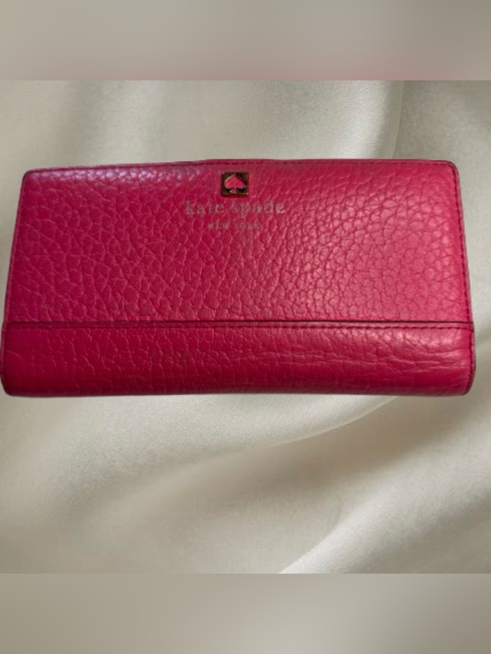 kate spade Pebbled Leather Wallet in Vibrant Pink